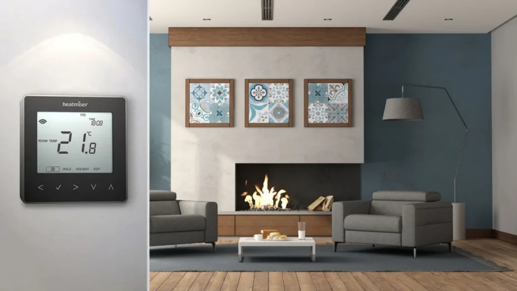 Heatmiser thermostat controlling room temperature. Heatmiser Installers